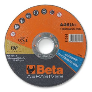 Abrasive steel cutting discs with depressed centre